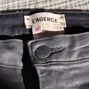 L'AGENCE Marguerite Black Coated Denim Jeans Size 30 Women